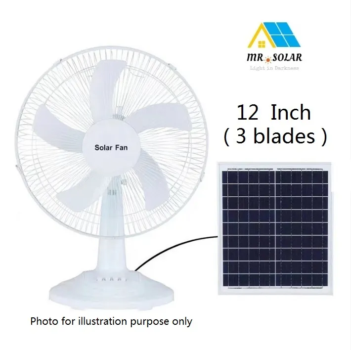 Solar Fan Kipas Solar ( 12 Inch 3 blades ) AC DC Rechargeable With
