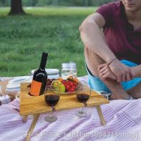 hyfvbu✲  Outdoor Wine Table Folding  Tray Beer Cup Holder