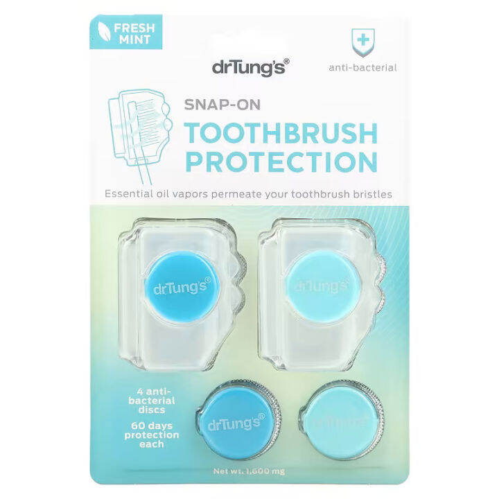 dr-tungs-snap-on-toothbrush-protection-cover-ที่เก็บแปรงสีฟันพร้อมปกป้องให้ใช้งานได้นานขึ้น-ผลิตจากพลาสติกแบบสามารถย่อยสลายได้-คละสี