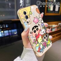 เคส Chenyyka สำหรับ Vivo Y72 5G Y52 5G Y75s 5G เคสทันสมัยสีเทียน Shin-Chan ดีไซน์ใหม่หรูหราเคสโทรศัพท์ชุบขอบสี่เหลี่ยมรูปแบบคลุมทั้งหมดเลนส์กล้องถ่ายรูปป้องกันเคสกันกระแทกเคสนิ่ม