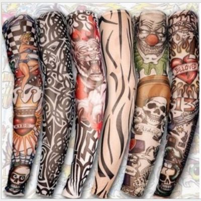 1pc hot sale tattoo sleeve styles elastic Fake 100 nylon Arm stocking beloved girl Buddha Wolf Dragon design halloween cool men