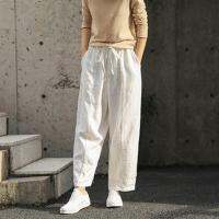 Casual Trousers Pockets Lady Slacks Women Casual Ninth Pants Drawstring Streetwear