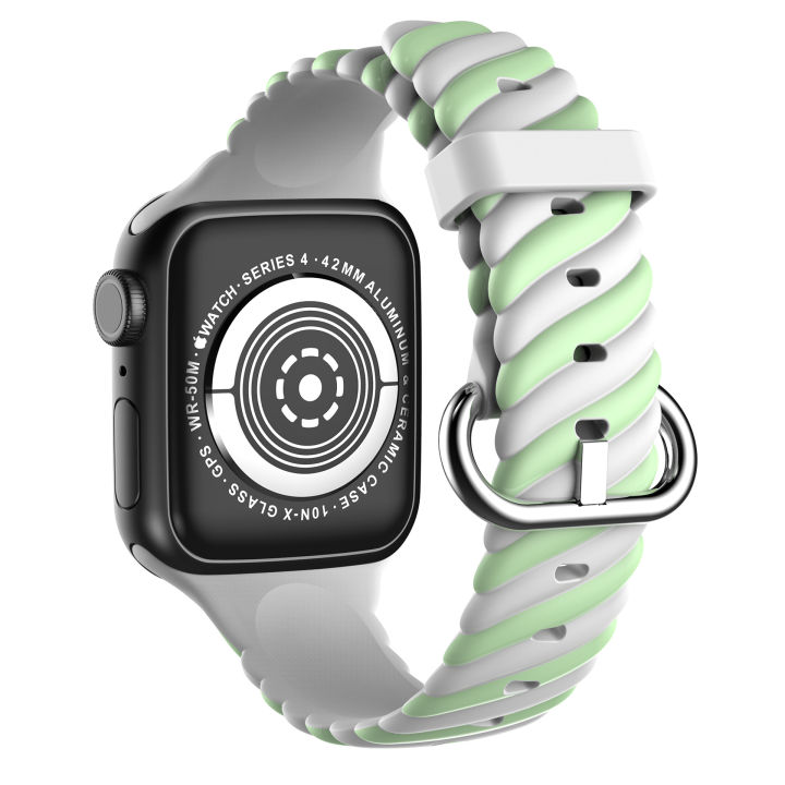 สายซิลิโคนสีรุ้งสำหรับนาฬิกา-apple-8-7-45มม-41มม-44มม-40มม-สายนาฬิกาข้อมือแบบแคบแป้งโดว์ทอดสีรุ้งสำหรับ-i-watch-ultra-49มม-42มม-38มม