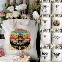 【jw】﹊✁  Honeybee Let It Print Female Mujer Reusable Canvas Shopping Shoulder Shopper Tote Handbag