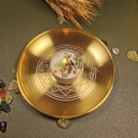 โหราศาสตร์ Pentagram เชิงเทียนตาราง Altar แผ่น Divination นิกายอุปกรณ์เสริมเชิงเทียน Ritual ถาด Goldplating