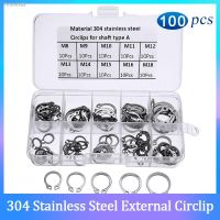 ▩♗▲ 100pcs M8-M18 Circlips For Shaft 304 Stainless Steel Type C Shaft Retaining Ring Circlip Snap Rings Assortment Kit Set