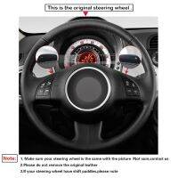 Beige PU Faux Leather Red Marker Hand-stitched Car Steering Wheel Cover For Fiat 500 2007-2015 500e 2014-2018 500C 2014-2017