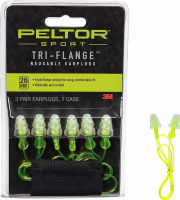 Peltor Sport Tri-Flange Corded Reusable Earplugs, 26 Db Nrr, 3-Pair Per Pack 26 dB NRR Earplugs