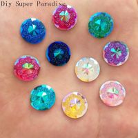 New DIY 40pcs 12mm AB Resin Round FlatBack Scrapbook Accessories Wedding Button Craft K57 Haberdashery