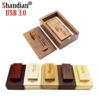 SHANDIAN USB 3.0 Wooden usb packing BOX usb flash drive pendrive 8GB 16GB 32GB 64GB customer LOGO for wedding Photography gift