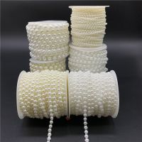 2yards 4mm 6mm 8mm 10mm White Ivory Half Round Imitation Pearl Beads Chain Garland Flowers Acrylic Beads For Jewelry Making