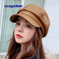 หญิง Beret ผู้หญิงหมวก Newsboy หมวกสำหรับสุภาพสตรีหนังเทียมสีทึบออกแบบแปดเหลี่ยมจิตรกร Match