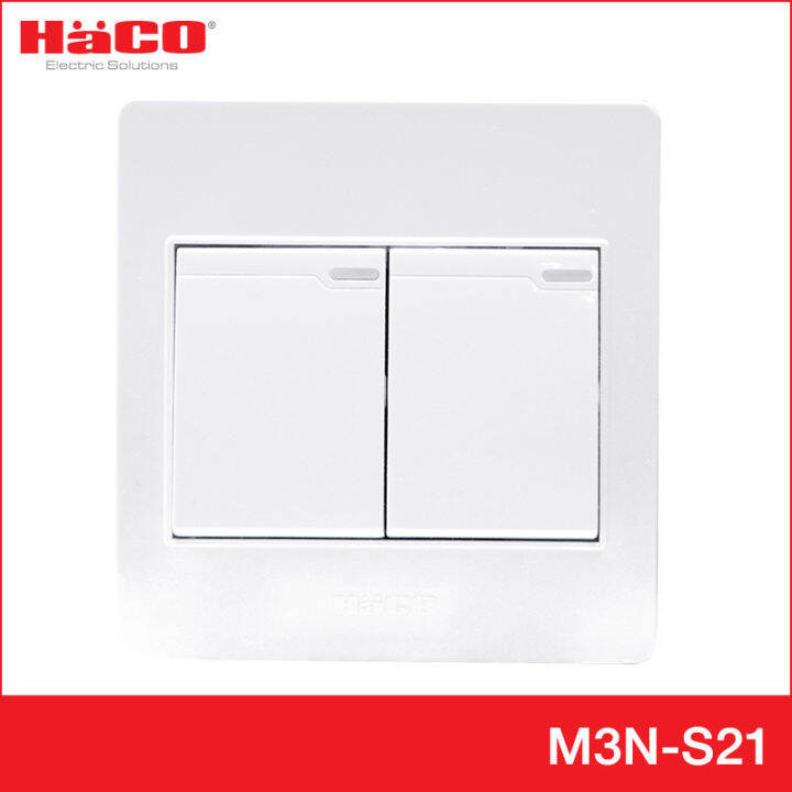 haco-สวิตช์ทางเดียว-2-ช่อง-แบบลอย-รุ่น-m3n-s21