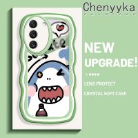 Chenyyka เคสสำหรับ Samsung S22 Plus S22 special 5G เคสการ์ตูตูนน่ารักฉลามใหม่มาการองขอบคลื่นเคสมือถือนิ่มกันกระแทกใสโปร่งใส กล้องถ่ายรูปสร้างสรรค์เคสซิลิกาเจลป้องกัน