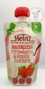 Váng sữa túi Heinz Úc 120g Vị dâu, vani custard cho bé từ 8 tháng tuổi
