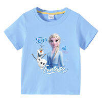 Frozens Annas Elsas เสื้อแขนสั้นเด็กผ้าฝ้ายสำหรับเด็กลายการ์ตูนกราฟิกเสื้อกล้ามฤดูร้อนแขนสั้น0000