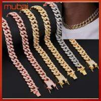 MUBAI ใหม่ หรูหรา เงางาม สร้อยคอแฟชั่น ฝัง Rhinestone ฮิพฮอพ ลิงค์เชน สร้อยคอ