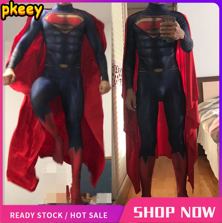 The Man of Steel Cosplay Costume Adults Kids Superhero Suit Halloween ...