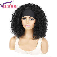 Vunshina Deep Wave Short Headband Wig Synthetic Hair Heat Resisant Blonde Curly Natural Head Band Wig With Scarf For Black Women