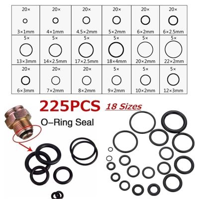 ❉✥☾ 225Pcs Rubber O Ring Oil Resistance O-Ring Washer Seals Watertightness Assortment Different Size With Plactic Box Kit Set