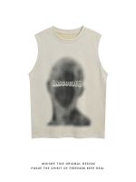 MOISHE TIDE American retro portrait print sports vest vest male loose hip-hop couple sleeveless T-shirt