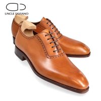 Uncle Saviano Oxford Brogue Formal Dress Man Business Shoes Best Designer Fashion Handmade Leather Men Shoes