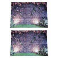 2pcs 7X5Ft Flowers Wall Photography Backdrops Brick Backdrop Spring Stuido Background