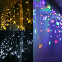 3.5m Christmas Butterfly led Curtain String Garland lights 96leds Fairy Light Christmas Decor AC 220V for Wedding Party Holiday