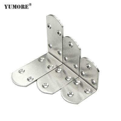 YUMORE Stainless Steel Angle Corner Brackets Fasteners Brace Seven Size Corner Stand Supporting Furniture Hardware