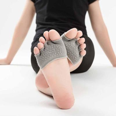 1 pair Women Invisible Yoga Non Slip Toe Socks washable Half Grip Heel Five Finger Socks