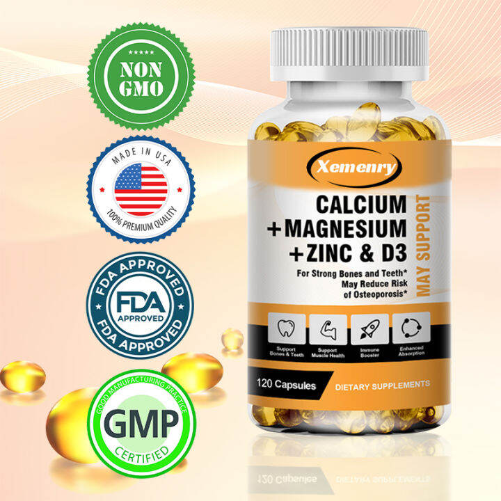 Calcium + Magnesium + Zinc at Vitamin D3 Capsules para sa Malakas na