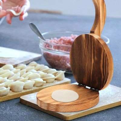 OAK ทำจากไม้ เครื่องห่อเกี๊ยว รูปทรงกลม อุปกรณ์ทำขนมในครัว ที่กดแป้ง ดีไอวาย เครื่องมือทำขนม Chapati Presser ของใช้ในครัวเรือน