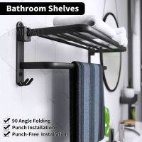 ❈☎◑ ราวแขวนผ้าติดผนัง ราวแขวนผ้าเช็ดตัว สีดำ bathroom rack towel holder ที่แขวนผ้าเช็ดตัว