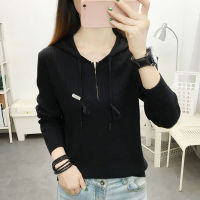 利Womens Sweater 2022 New Style Inside Sweater Hooded Sweater Womens Autumn Loose Pullover Womens Sweater Lazy Zipper Top