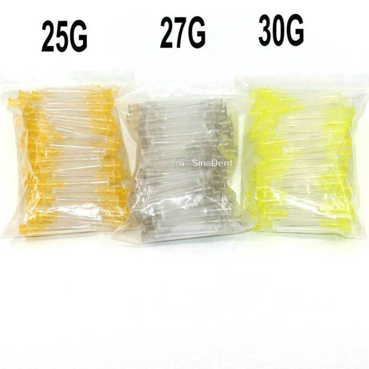 100pcs-bag-dental-endo-irrigation-needle-tips-27g-30g-single-vent-side-vent-yellow-orange-grey-for-irrigation-of-root-canals