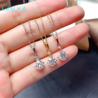 GIAOQI 14K White Yellow Rose Gold Plated S925 Silver 2 ct Diamond Selector Test Past Round D Color Moissanite Pendant Necklace