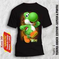 2023 NEWNintendo Super Mario Biqi Cool Overlord Yoshi Cooper พิมพ์ผู้ชายผ้าฝ้ายรอบคอสั้นเสื้อยืดเด็กชายหญิงเสื้อ