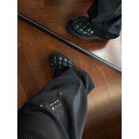 WZZX high quality kiko Black rivet striped suit pants mid-high waist straight tube wide lift mens and womens casual pantsTH