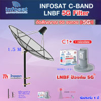 Thaisat C-Band 1.5M (ขาตั้งฐานตัว M สูง 75 cm.) + infosat LNB C-Band 5G 1จุดอิสระ รุ่น C1+ (ป้องกันสัญญาณ 5G รบกวน)