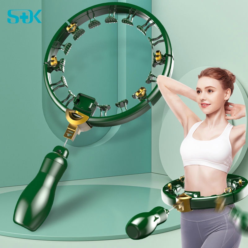 Portable and Travel Friendly LOGISTICS FBA Smart Hula Hoop Adjustable Waist Size Waist Trainer for Women Lower Belly Fat 24 Sections Weighted Hula Hoop with Circular Massage 