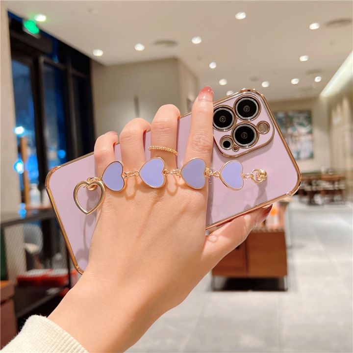 16-digits-สร้อยข้อมือแฟชั่น-mredewedm-หรูหราชุบเคสโทรศัพท์สำหรับ-iphone-13-12-mini-11-pro-max-xs-xr-se2-7-8-plus-love-heart-chain-cover