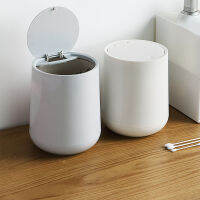 Small Round Plastic Trash Can Wastebasket Garbage Container Bin with Swing Top Lid for Bathrooms Kitchens Home Offices RE