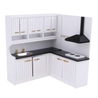 ◄☾❄ Dollhouse Kitchen Dining Room Furniture Decor - 1/12 Scale Miniature Kitchen Cabinet Cupboard Model Set