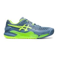 Asics รองเท้าเทนนิสผู้ชาย Gel-Resolution 9 (2E) Wide | Steel Blue/Hazard Green ( 1041A376-400 )