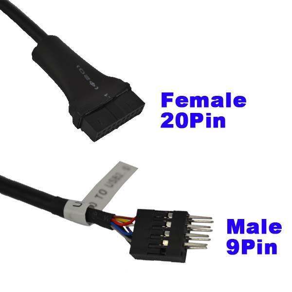 ♕♟ Kebidu 19/20 Pin USB 3.0 Female To 9 Pin USB 2.0 Male Motherboard ...