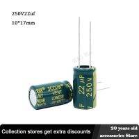 6pcs 250V 22UF 10x17mm low ESR Aluminum Electrolyte Capacitor 22 uF 250 V Electric Capacitors High frequency 20