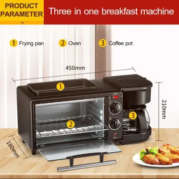 1pc Multi-functional American Style Home Baking Machine With Coffee Maker,  Toaster Oven, Frying Pan, 3-in-1 Breakfast Machine