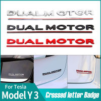 DUAL MOTOR Underlined Letters Emblem Accessories Decals 3D Emblems For Tesla Model 3 tail logo Auto Styling Fender Badge Model3