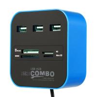 USB HUB Combo All In One USB 2.0 SD เครื่องอ่านการ์ดความเร็วสูง3พอร์ตเชื่อมต่อสำหรับพีซีคอมพิวเตอร์แล็ปท็อป