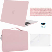 MOSISO Compatible with MacBook Air 13 inch Case 2022 2021 2020 2019 2018 Release A2337 M1 A2179 A1932 Retina Display, Plastic Hard Shell&amp;Bag&amp;Keyboard Skin&amp;Webcam Cover&amp;Screen Protector, Rose Quartz